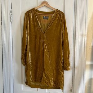 Anthropologie Velvet dress in mustard
